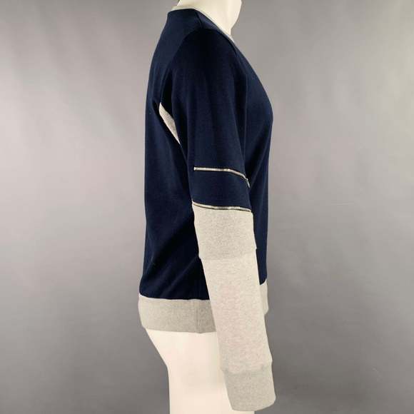 TIM COPPENS Navy Grey Mixed Fabrics Acrylic Blend Sweatshirt - Picture 3 of 7